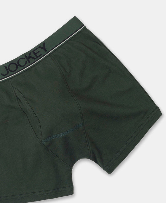 Super Combed Cotton Rib Solid Boxer Brief with Ultrasoft and Durable Waistband - Deep Forest