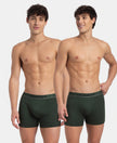 Super Combed Cotton Rib Solid Boxer Brief with Ultrasoft and Durable Waistband - Deep Forest (Pack of 2)