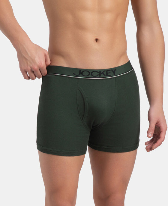 Super Combed Cotton Rib Solid Boxer Brief with Ultrasoft and Durable Waistband - Deep Forest