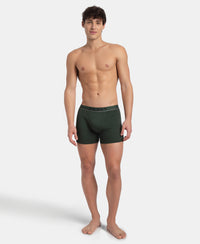 Super Combed Cotton Rib Solid Boxer Brief with Ultrasoft and Durable Waistband - Deep Forest