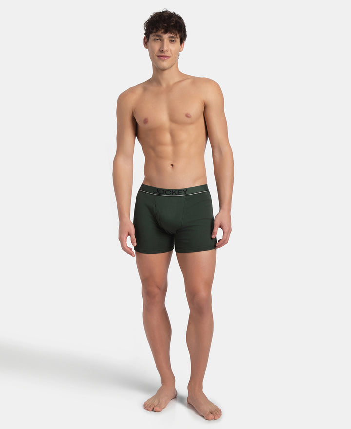 Super Combed Cotton Rib Solid Boxer Brief with Ultrasoft and Durable Waistband - Deep Forest
