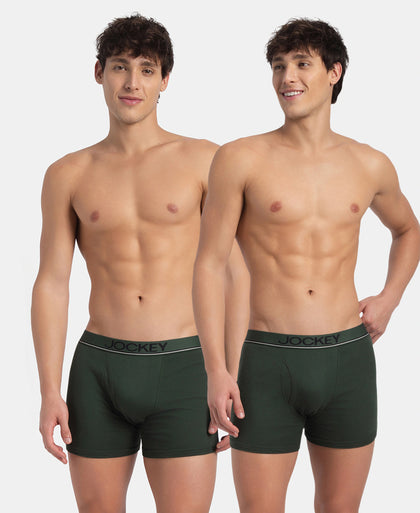 Super Combed Cotton Rib Solid Boxer Brief with Ultrasoft and Durable Waistband - Deep Forest (Pack of 2)