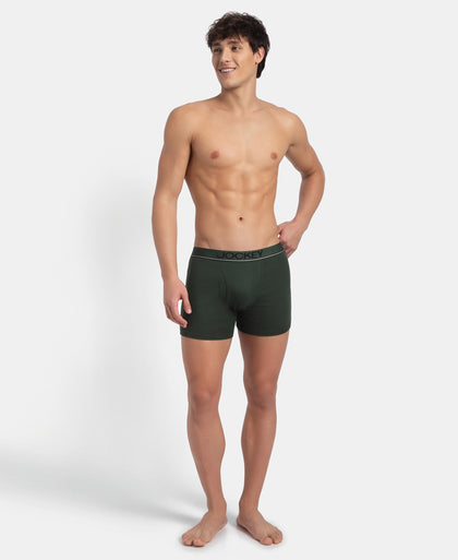 Super Combed Cotton Rib Solid Boxer Brief with Ultrasoft and Durable Waistband - Deep Forest