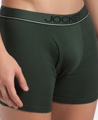 Super Combed Cotton Rib Solid Boxer Brief with Ultrasoft and Durable Waistband - Deep Forest