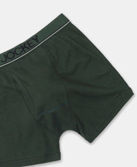 Super Combed Cotton Rib Solid Boxer Brief with Ultrasoft and Durable Waistband - Deep Forest (Pack of 2)