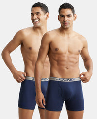 Super Combed Cotton Rib Solid Boxer Brief with Ultrasoft and Durable Waistband - Deep Navy (Pack of 2)