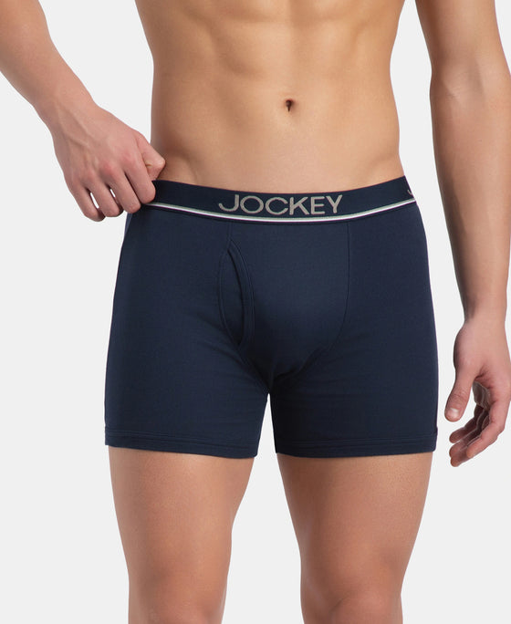 Super Combed Cotton Rib Solid Boxer Brief with Ultrasoft and Durable Waistband - Deep Navy