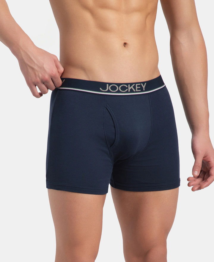 Super Combed Cotton Rib Solid Boxer Brief with Ultrasoft and Durable Waistband - Deep Navy
