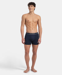 Super Combed Cotton Rib Solid Boxer Brief with Ultrasoft and Durable Waistband - Deep Navy (Pack of 2)