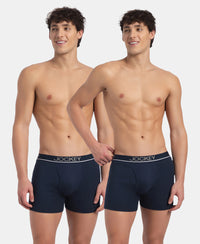 Super Combed Cotton Rib Solid Boxer Brief with Ultrasoft and Durable Waistband - Deep Navy (Pack of 2)