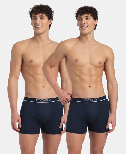 Super Combed Cotton Rib Solid Boxer Brief with Ultrasoft and Durable Waistband - Deep Navy (Pack of 2)