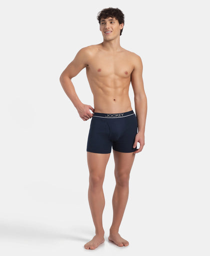 Super Combed Cotton Rib Solid Boxer Brief with Ultrasoft and Durable Waistband - Deep Navy