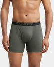 Super Combed Cotton Rib Solid Boxer Brief with Ultrasoft and Durable Waistband - Deep Olive