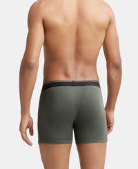 Super Combed Cotton Rib Solid Boxer Brief with Ultrasoft and Durable Waistband - Deep Olive