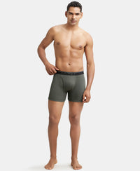 Super Combed Cotton Rib Solid Boxer Brief with Ultrasoft and Durable Waistband - Deep Olive