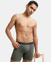 Super Combed Cotton Rib Solid Boxer Brief with Ultrasoft and Durable Waistband - Deep Olive