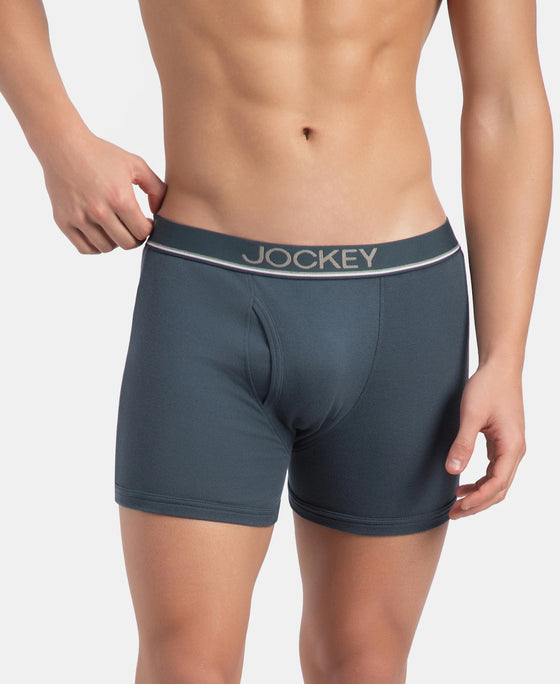 Super Combed Cotton Rib Solid Boxer Brief with Ultrasoft and Durable Waistband - Deep Slate (Pack of 2)