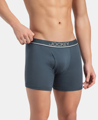 Super Combed Cotton Rib Solid Boxer Brief with Ultrasoft and Durable Waistband - Deep Slate (Pack of 2)