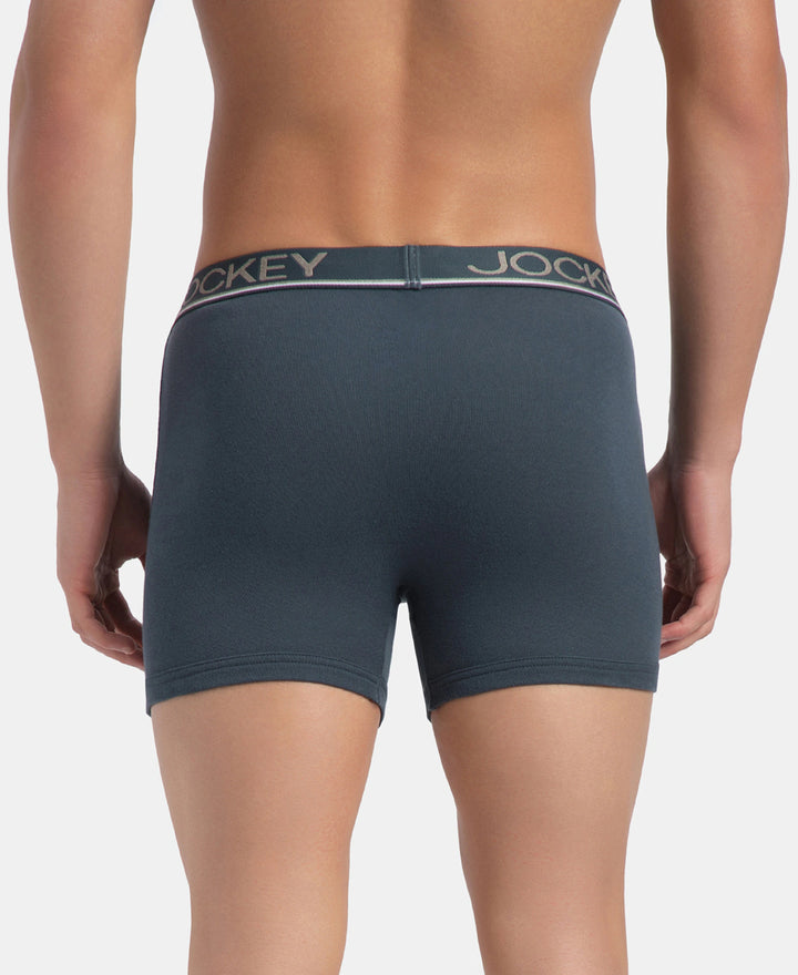 Super Combed Cotton Rib Solid Boxer Brief with Ultrasoft and Durable Waistband - Deep Slate (Pack of 2)