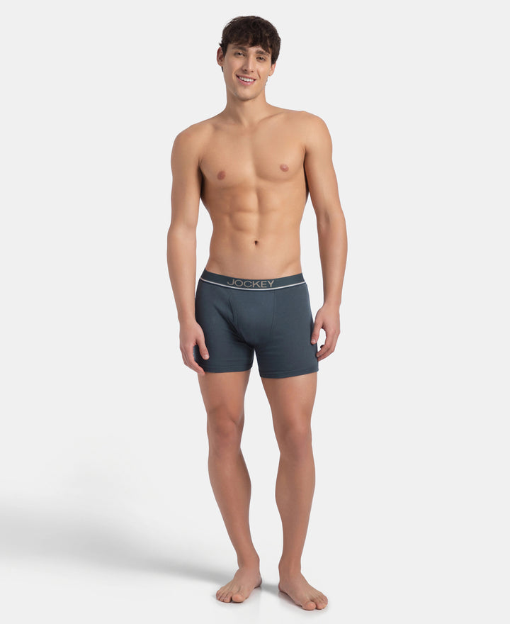 Super Combed Cotton Rib Solid Boxer Brief with Ultrasoft and Durable Waistband - Deep Slate (Pack of 2)
