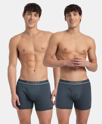 Super Combed Cotton Rib Solid Boxer Brief with Ultrasoft and Durable Waistband - Deep Slate (Pack of 2)