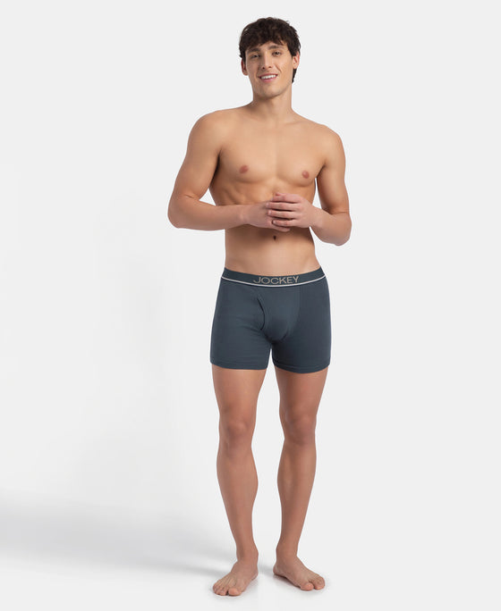 Super Combed Cotton Rib Solid Boxer Brief with Ultrasoft and Durable Waistband - Deep Slate (Pack of 2)