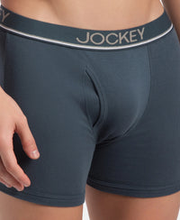 Super Combed Cotton Rib Solid Boxer Brief with Ultrasoft and Durable Waistband - Deep Slate (Pack of 2)