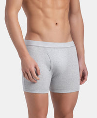 Super Combed Cotton Rib Solid Boxer Brief with Ultrasoft and Durable Waistband - Grey Melange, Port Royale & Dark Denim (Pack of 3)