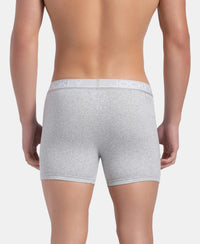 Super Combed Cotton Rib Solid Boxer Brief with Ultrasoft and Durable Waistband - Grey Melange, Port Royale & Dark Denim (Pack of 3)