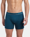 Super Combed Cotton Rib Solid Boxer Brief with Ultrasoft and Durable Waistband - Seaport Teal