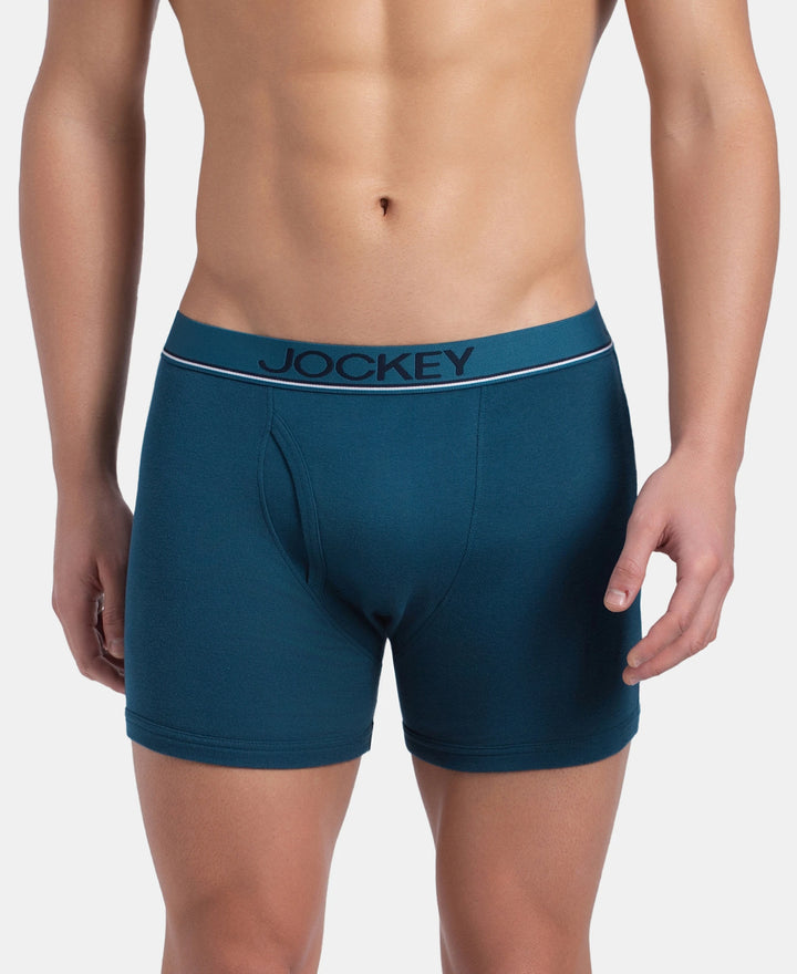 Super Combed Cotton Rib Solid Boxer Brief with Ultrasoft and Durable Waistband - Seaport Teal