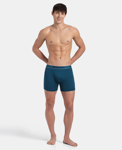 Super Combed Cotton Rib Solid Boxer Brief with Ultrasoft and Durable Waistband - Seaport Teal