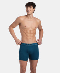 Super Combed Cotton Rib Solid Boxer Brief with Ultrasoft and Durable Waistband - Seaport Teal