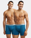 Super Combed Cotton Rib Solid Boxer Brief with Ultrasoft and Durable Waistband - Seaport Teal (Pack of 2)