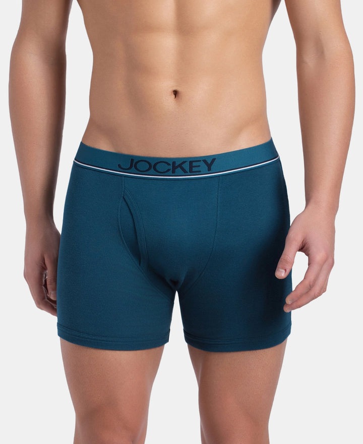 Super Combed Cotton Rib Solid Boxer Brief with Ultrasoft and Durable Waistband - Seaport Teal (Pack of 2)