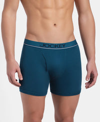 Super Combed Cotton Rib Solid Boxer Brief with Ultrasoft and Durable Waistband - Seaport Teal (Pack of 2)