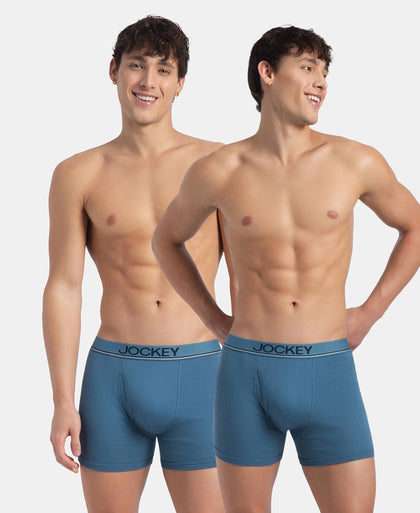 Super Combed Cotton Rib Solid Boxer Brief with Ultrasoft and Durable Waistband - Stellar (Pack of 2)
