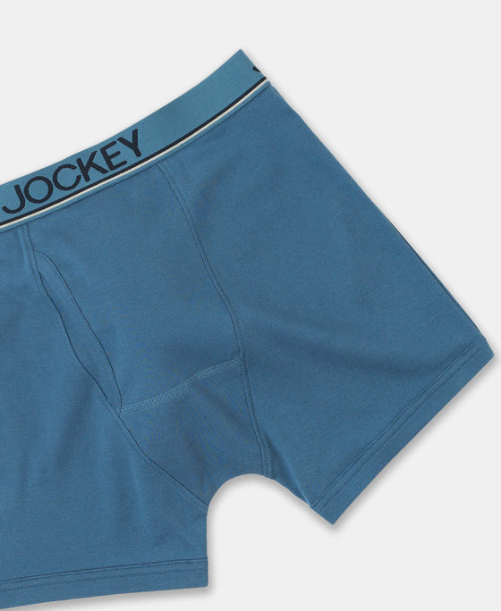 Super Combed Cotton Rib Solid Boxer Brief with Ultrasoft and Durable Waistband - Stellar (Pack of 2)