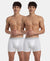 Super Combed Cotton Rib Solid Boxer Brief with Ultrasoft and Durable Waistband - White (Pack of 2)