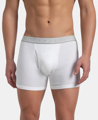 Super Combed Cotton Rib Solid Boxer Brief with Ultrasoft and Durable Waistband - White (Pack of 2)