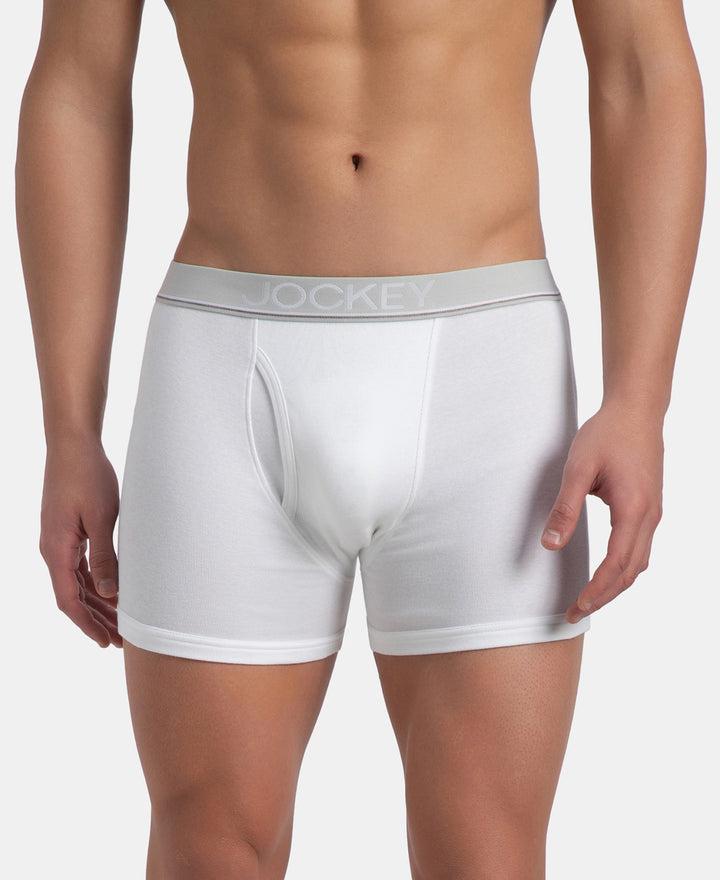 Super Combed Cotton Rib Solid Boxer Brief with Ultrasoft and Durable Waistband - White (Pack of 2)