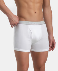 Super Combed Cotton Rib Solid Boxer Brief with Ultrasoft and Durable Waistband - White (Pack of 2)