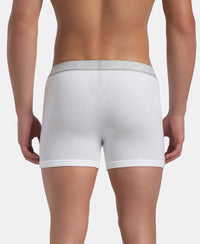 Super Combed Cotton Rib Solid Boxer Brief with Ultrasoft and Durable Waistband - White (Pack of 2)