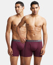 Super Combed Cotton Rib Solid Boxer Brief with Ultrasoft and Durable Waistband - Wine Tasting (Pack of 2)