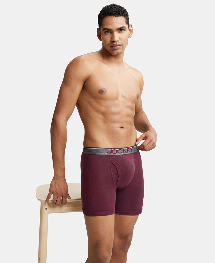 Super Combed Cotton Rib Solid Boxer Brief with Ultrasoft and Durable Waistband - Wine Tasting (Pack of 2)
