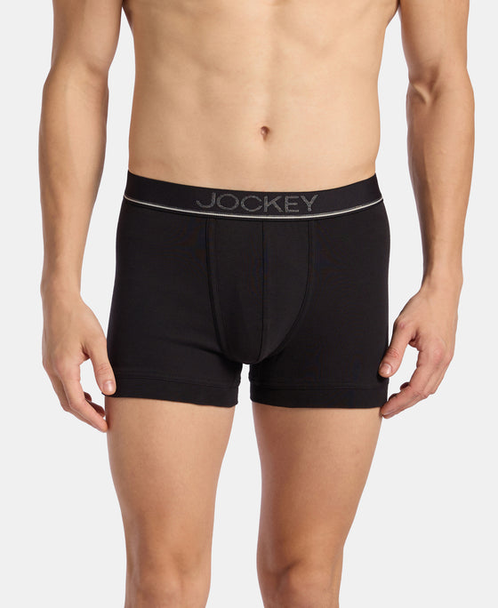 Super Combed Cotton Rib Solid Trunk with Ultrasoft Waistband - Black