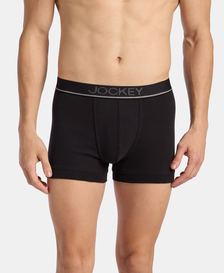 Super Combed Cotton Rib Solid Trunk with Ultrasoft Waistband - Black
