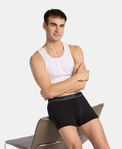 Super Combed Cotton Rib Solid Trunk with Ultrasoft Waistband - Black