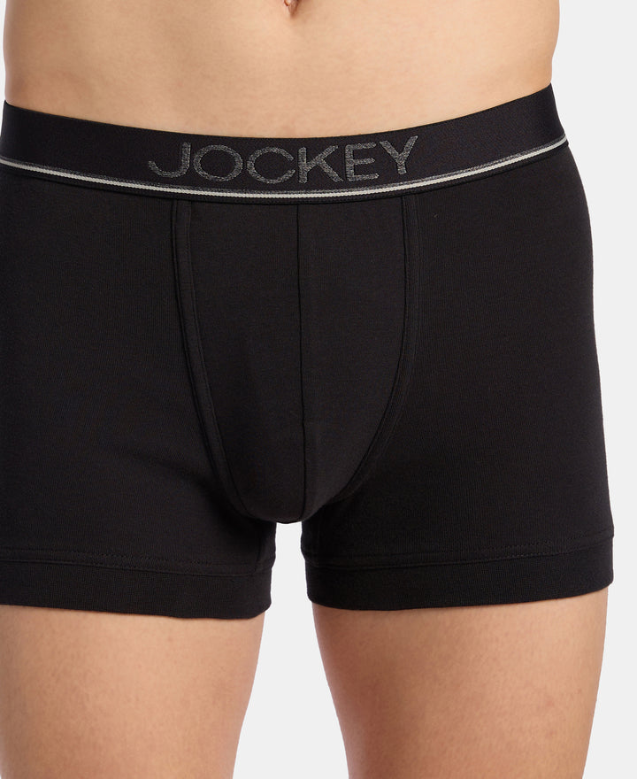 Super Combed Cotton Rib Solid Trunk with Ultrasoft Waistband - Black