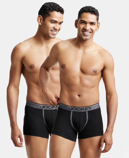 Super Combed Cotton Rib Solid Trunk with Ultrasoft Waistband - Black (Pack of 2)